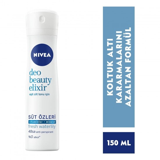 Nivea Kadın Sprey Deodorant Beauty Elixir Fresh Waterlily 48 Saat Anti-perspirant Koruma 150ml