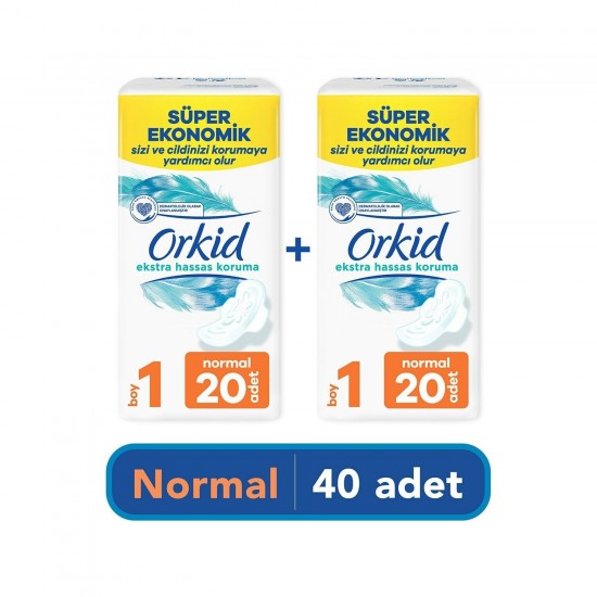 Orkid Extra Hassas Koruma Normal Süper Ekonomik Paket 40 Ped (20 X2) Boy 1