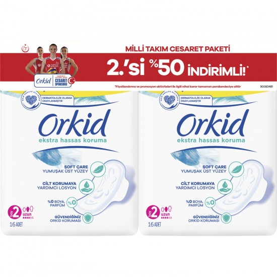 Orkid Extra Hassas Koruma Uzun Süper Ekonomik Paket 32 Ped (16X2) Boy 2