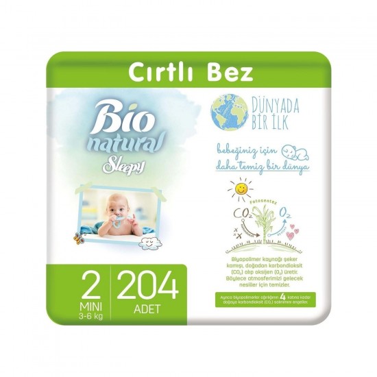 Sleepy Bio Natural Bebek Bezi 2 Numara Mini 204lü