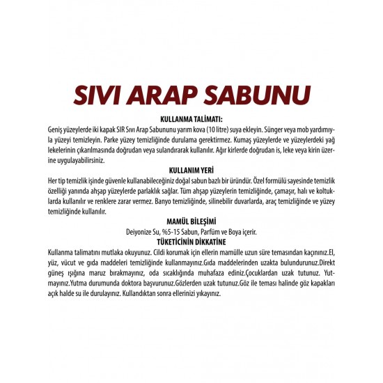 SIR SIVI ARAP SABUNU 1000 ML