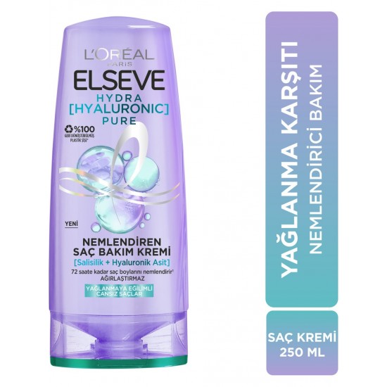 Elseve Hydra [Hyaluronic] Pure Salisilik Asit içeren Yağlanma Karşıtı Nemlendirici Saç Kremi 250ml