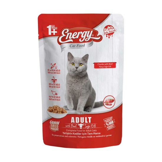 Energy Kedi Maması Islak 85 gr Sığır Etli