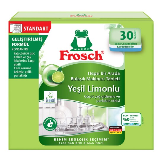 Frosch Yeşil Limon Bulaşık Makinesi Tablet 30'lu