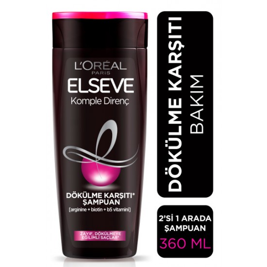 L'Oréal Paris Elseve Komple Direnç Dökülme Karşıtı 2'si 1 Arada Şampuan 360 ml