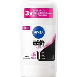 NIVEA Kadın Stick Deodorant Black & White Invisible Clear 50 ml, 48 Saat Anti-Perspirant Koruma