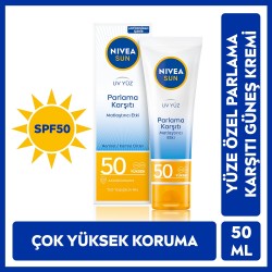 NIVEA Sun SPF50 Parlama Karşıtı & Matlaştırıcı Güneş Koruyucu Yüz Güneş Kremi 50 ml,Çok Yüksek Güneş Koruması NIVEA Sun SPF50 Parlama Karşıtı & Matlaştırıcı Güneş Koruyucu Yüz Güneş Kremi 50 ml,Çok Yüksek Güneş Koruması