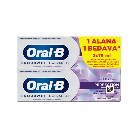 ORAL-B MACUN PRO 3D WHITE ADVANCED 1+1 2X75 ML