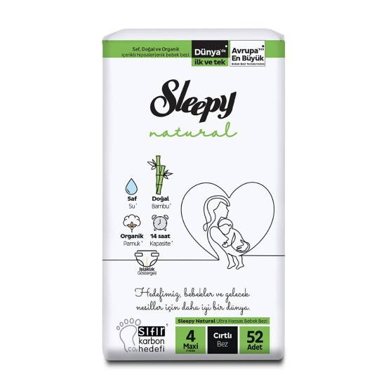 Sleepy Natural Jumbo Paket 4 No Maxi 7-14 Kg 52'li