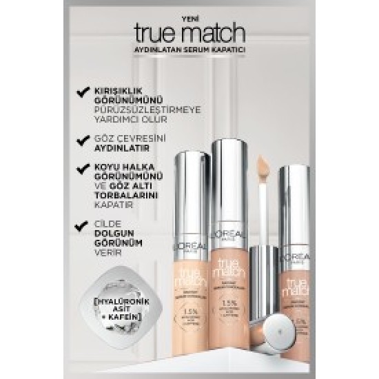 L'Oréal Paris True Match Aydınlatan Serum Kapatıcı - 1R 11 ml L'Oréal Paris True Match Aydınlatan Serum Kapatıcı - 1R 11 ml