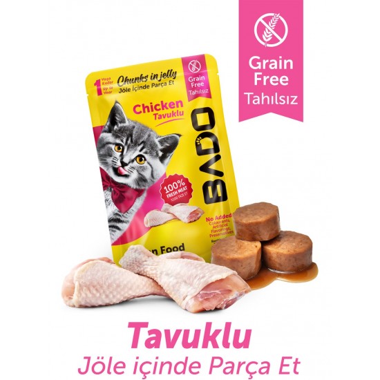 Bado Parça Tavuk Etli Yaş Yavru Kedi Maması Bado Parça Tavuk Etli Yaş Yavru Kedi Maması