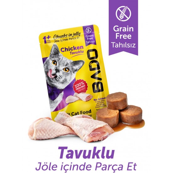 Bado Yetişkin Yaş Kedi Maması Tavuk Etli 85GR Bado Yetişkin Yaş Kedi Maması Tavuk Etli 85GR