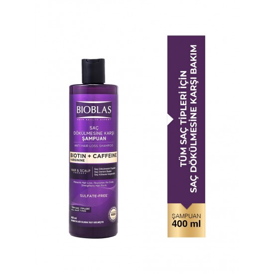 Bioblas Kafein Arjinin Biotin Şampuan Dökülme Karşıtı Sülfatsız Formül 400 ml Bioblas Kafein Arjinin Biotin Şampuan Dökülme Karşıtı Sülfatsız Formül 400 ml