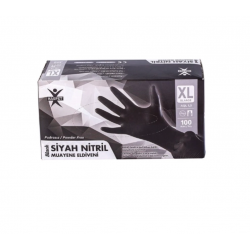 Haspet Siyah Nitril Pudrasız Muayene Eldiveni XL Beden