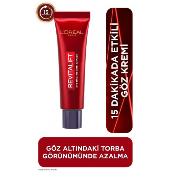 Loreal Paris Revitalift Lazer Eyebag Instant Eraser Göz Altı Torba Görünümüne Karşı Etkili Göz Kremi 15ml