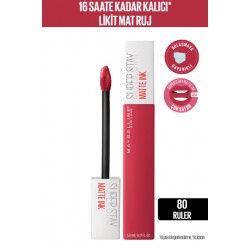 Maybelline New York Super Stay Matte Ink Likit Mat Ruj - 80 Ruler - Kırmızı/Pembe Maybelline New York Super Stay Matte Ink Likit Mat Ruj - 80 Ruler - Kırmızı/Pembe