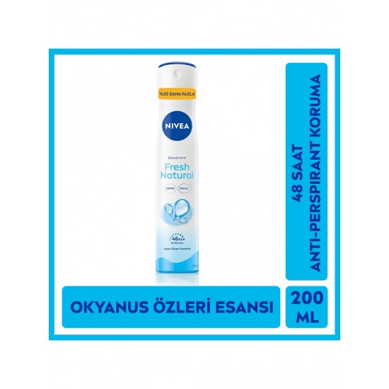 Nivea Kadın Sprey Deodorant Fresh Natural Ter ve Ter Kokusuna Karşı 48 Saat Deodorant Koruması 200 ml Nivea Kadın Sprey Deodorant Fresh Natural Ter ve Ter Kokusuna Karşı 48 Saat Deodorant Koruması 200 ml