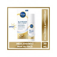 Nivea Sun Spf50 Primer Nemlendirici Makyaj Bazı 30ml, Kusursuz,Uzun Süreli Makyaj, , Hyaluron, Antioksidan Nivea Sun Spf50 Primer Nemlendirici Makyaj Bazı 30ml, Kusursuz,Uzun Süreli Makyaj, , Hyaluron, Antioksidan