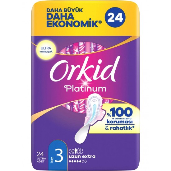 Orkid Platinum Gece Hijyenik Ped 24 Adet Dörtlü Paket