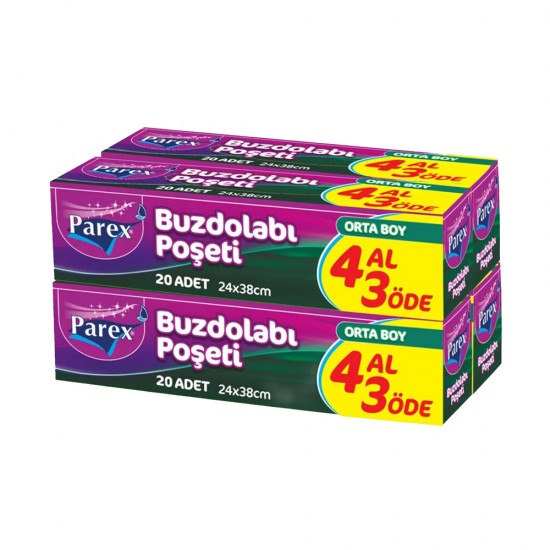 Parex Buzdolabı Poşeti 24x38 Orta 20'lı 4 Al 3 Öde Parex Buzdolabı Poşeti 24x38 Orta 20'lı 4 Al 3 Öde