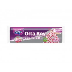 Parex Büzgülü Çöp Torbası Orta Boy 15 Adet Çilek Parex Büzgülü Çöp Torbası Orta Boy 15 Adet Çilek
