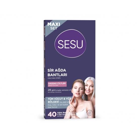 Sesu Hassas Ciltlere Özel Maxi Set Ağda Bandı 40 Adet