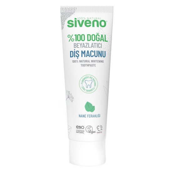 Siveno %100 Doğal Diş Macunu Beyazlatıcı Nane Ferahlığı Florürsüz 65 Gr Siveno %100 Doğal Diş Macunu Beyazlatıcı Nane Ferahlığı Florürsüz 65 Gr