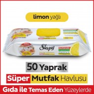  Sleepy Easy Clean Süper Yüzey Temizlik Mutfak Havlusu&Mendili Limon Yağlı 50 Yaprak