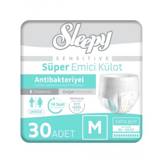 Sleepy Sensitive Antibakteriyel Emici Külot Medium 30 Adet Sleepy Sensitive Antibakteriyel Emici Külot Medium 30 Adet