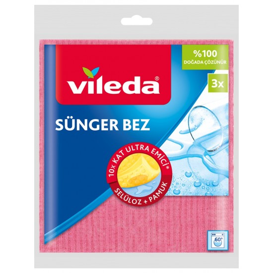 Vileda Doğada Çözünebilir 3'lü Sünger Bez Vileda Doğada Çözünebilir 3'lü Sünger Bez