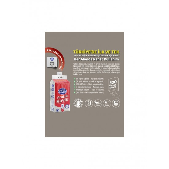 Mavi Beyaz Pratik Havlu 500 Yaprak - Yeni Nesil Çok Amaçlı Kağıt Havlu