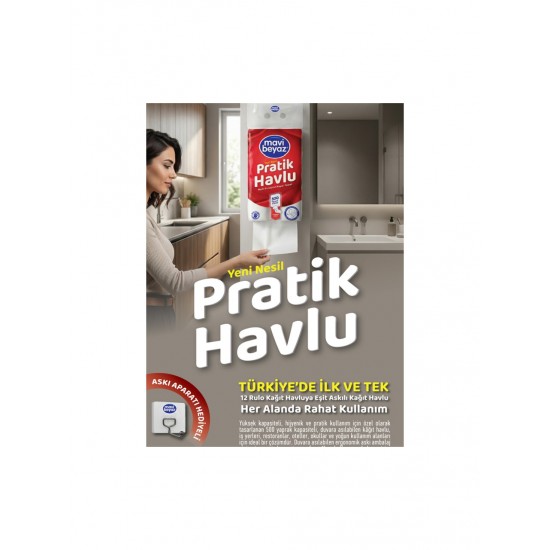 Mavi Beyaz Pratik Havlu 500 Yaprak - Yeni Nesil Çok Amaçlı Kağıt Havlu