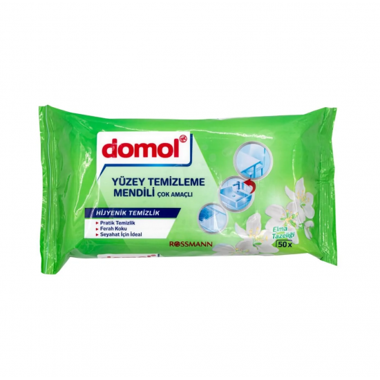 Domol Yüzey Temizleme Mendili Elma Tazeliği 50'li Domol Yüzey Temizleme Mendili Elma Tazeliği 50'li