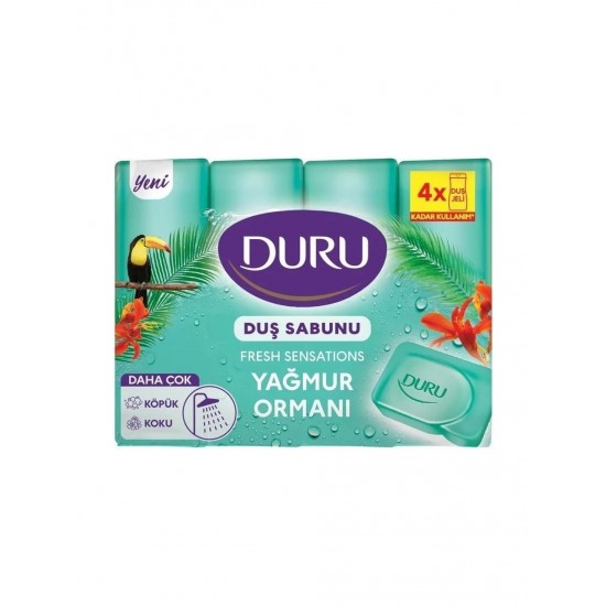 Duru Duş Sabunu Yağmur Ormanları 4'lü 600 gr Kokusuz ve Köpük Özelliği ile Ferahlatıcı Temizlik