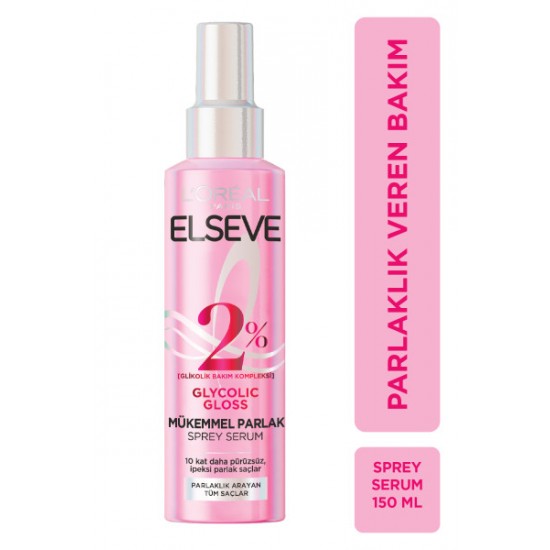Elseve Glycolic Gloss Mükemmel Parlaklık Veren Saç Bakım Sprey Serumu 150ml Elseve Glycolic Gloss Mükemmel Parlaklık Veren Saç Bakım Sprey Serumu 150ml