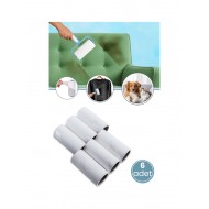 Flora 6'lı Tüy Toplayıcı Yedek Rulo Seti, Kedi Köpek Kıyafet Halı Rulo 60 Yaprak 10 cm (F407 Uyumlu)