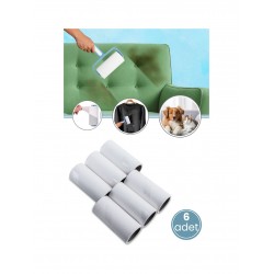 Flora 6'lı Tüy Toplayıcı Yedek Rulo Seti, Kedi Köpek Kıyafet Halı Rulo 60 Yaprak 10 cm (F407 Uyumlu)
