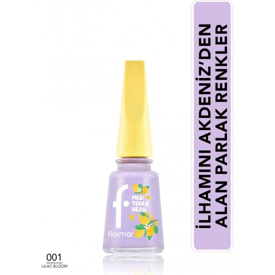 Flormar Mediterranean Yüksek Pigmentli & Parlak Bitişli Oje - 001 Lilac Bloom