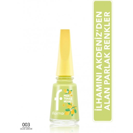 Flormar Mediterranean Yüksek Pigmentli & Parlak Bitişli Oje - 003 Olive Grove