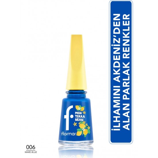 Flormar Mediterranean Yüksek Pigmentli & Parlak Bitişli Oje - 006 Mare Blue Flormar Mediterranean Yüksek Pigmentli & Parlak Bitişli Oje - 006 Mare Blue