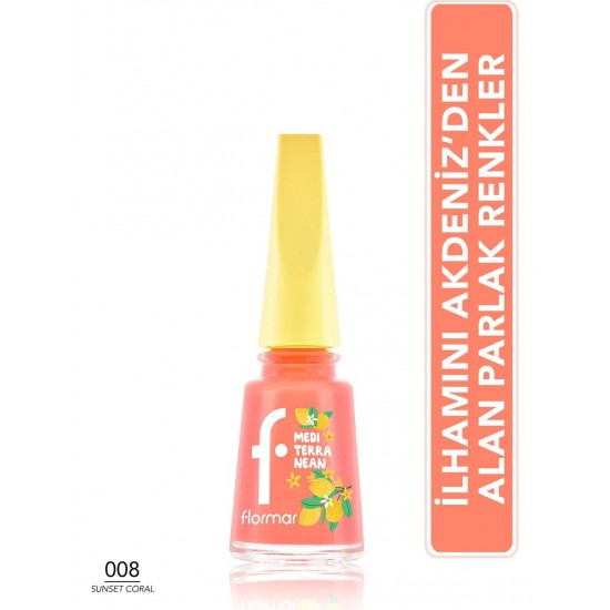 Flormar Mediterranean Yüksek Pigmentli & Parlak Bitişli Oje 008 Flormar Mediterranean Yüksek Pigmentli & Parlak Bitişli Oje 008