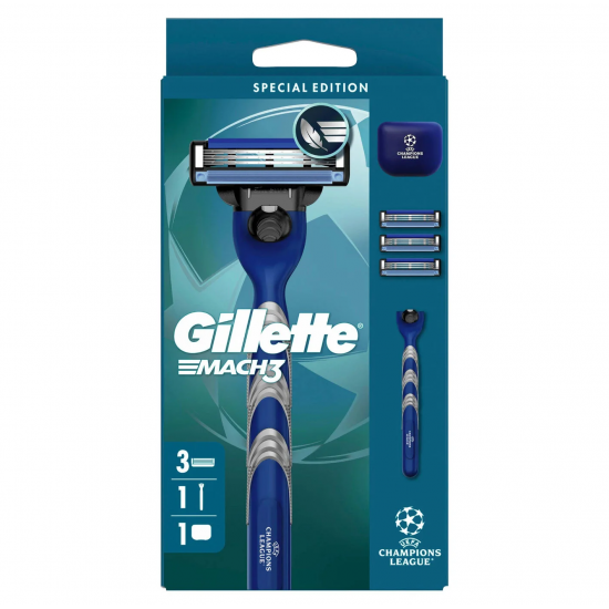 Gillette UEFA Champions League Special Edition Mach3 Erkekler İçin Tıraş Makinesi (3 Başlıklı)