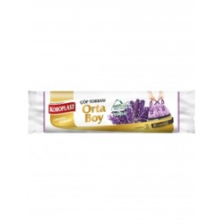 Koroplast Lavanta Kokulu Orta Boy Büzgülü Çöp Poşeti 15'li 55x60cm, Kolay Bağlanır Büzgülü Büyük Çöp Torbası, Sızdırmaz Yırtılmaz Dayanıklı Çöp Poşeti