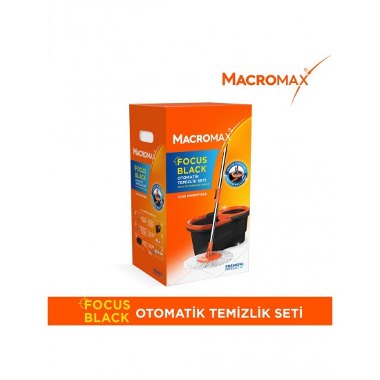 Macromax Focus Black Otomatik Temizlik Seti, Pedalsız Döner Sıkmalı 360 Başlıklı Mikrofiber Paspas Macromax Focus Black Otomatik Temizlik Seti, Pedalsız Döner Sıkmalı 360 Başlıklı Mikrofiber Paspas