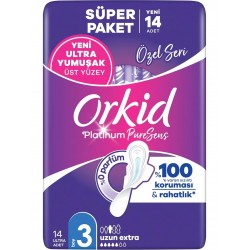 Orkid Platinum Özel Seri Hijyenik Ped Uzun Extra 14’lü Orkid Platinum Özel Seri Hijyenik Ped Uzun Extra 14’lü