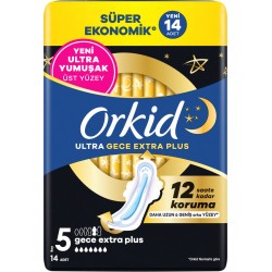 Orkid Ultra Hijyenik Ped Süper Ekonomik Paket Gece Extra Plus (Boy 5) 14 Adet Ped