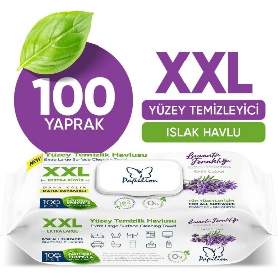 PAPILION YUZEY TEMIZLIK HAVLUSU XXL 100 LU LAVANTA