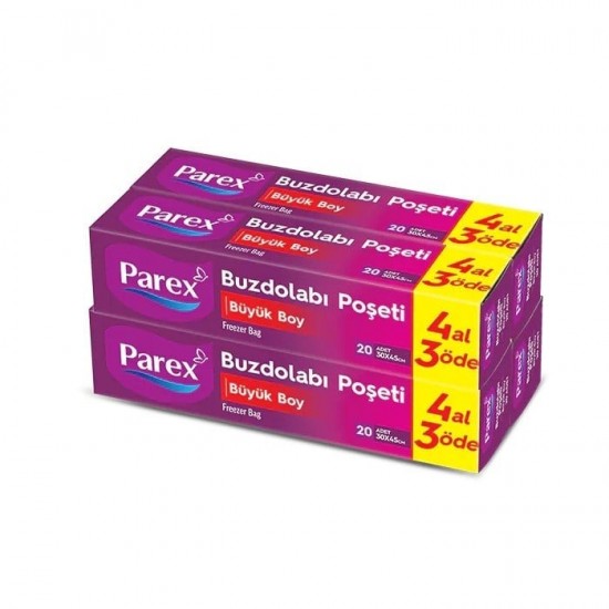 Parex Buzdolabı Poşeti Büyük Boy 30*45 Cm 20 li 4 al 3 öde Parex Buzdolabı Poşeti Büyük Boy 30*45 Cm 20 li 4 al 3 öde