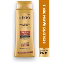 Restorex 7 Besleyici Yağ Şampuan 500 ml – Parlaklık ve İpeksi Yumuşaklık - Kuru, Normal ve Yıpranmış Saçlar Restorex 7 Besleyici Yağ Şampuan 500 ml – Parlaklık ve İpeksi Yumuşaklık - Kuru, Normal ve Yıpranmış Saçlar