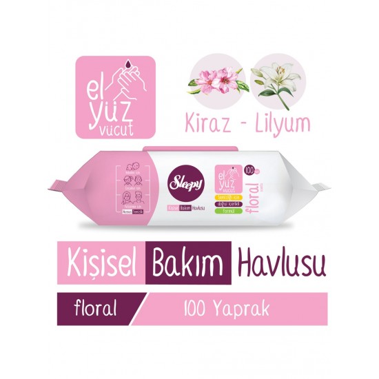 Sleepy Floral Kişisel Bakım Havlusu 100 Yaprak